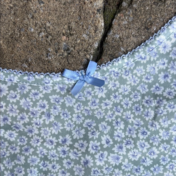 Vintage Floral Light Blue Slip Dress with Spaghetti Straps - Picture 3 of 4